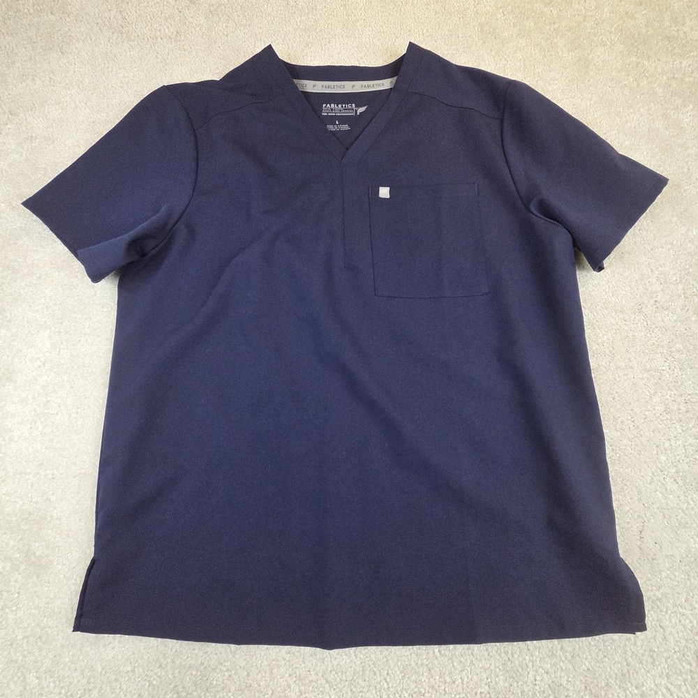 Fabletics Men's Helix One Pocket Scrub Top Blue Size L